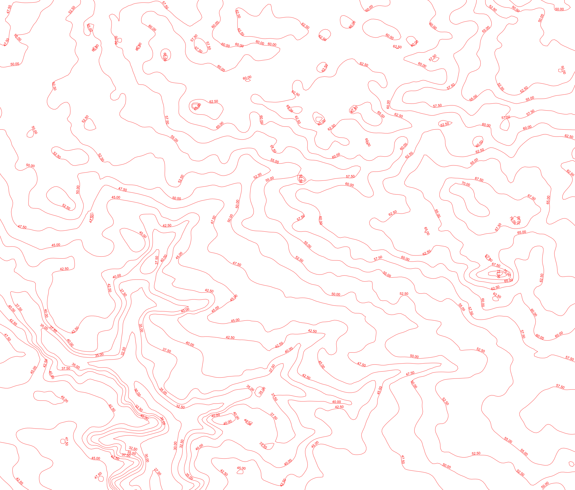 2.5 m contours